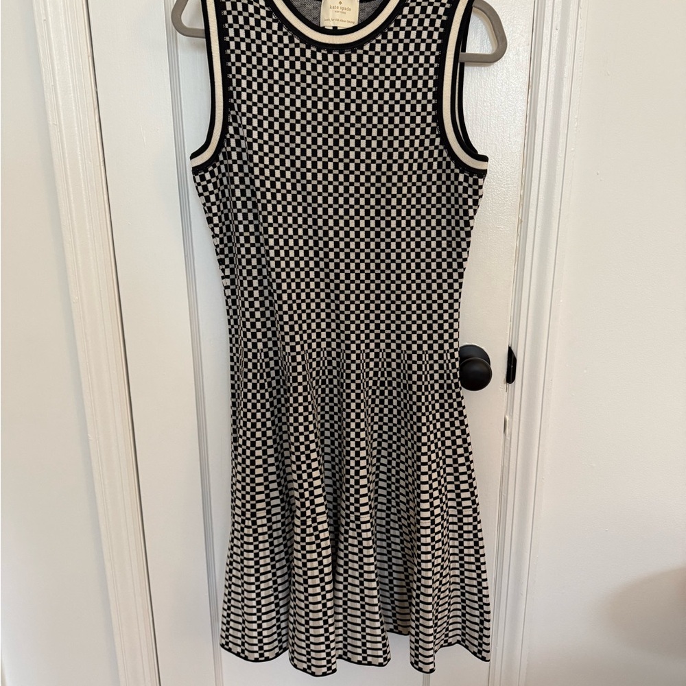 Kate Spade Black and White Knit Checkered Dress